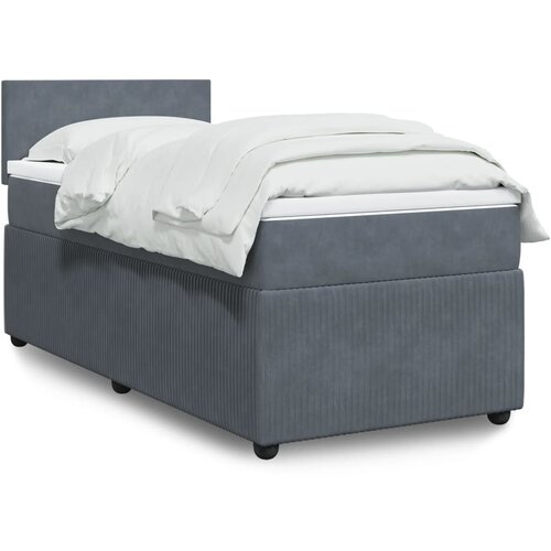 vidaXL Box spring postelja z vzmetnico temno siv 90x190 cm žamet Cene