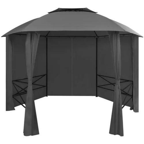  vrtni šotor/paviljon z zavesami šestkoten 360x265 cm