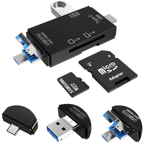 Vakoss CARD READER 6IN1 USB A /MICRO USB /USB C /SD /MICRO SD /USB TC-R425X Slike
