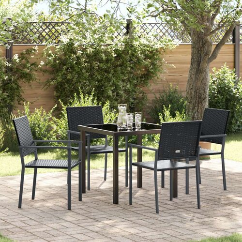  Set 3 Črna PE ratan 54x62.5x89 cm Trajno Zunanja stolica, (22087733) Cene