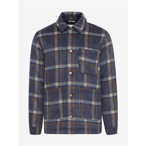 Blend Dark Blue Lightweight Plaid Shirt Jacket - Men Slike