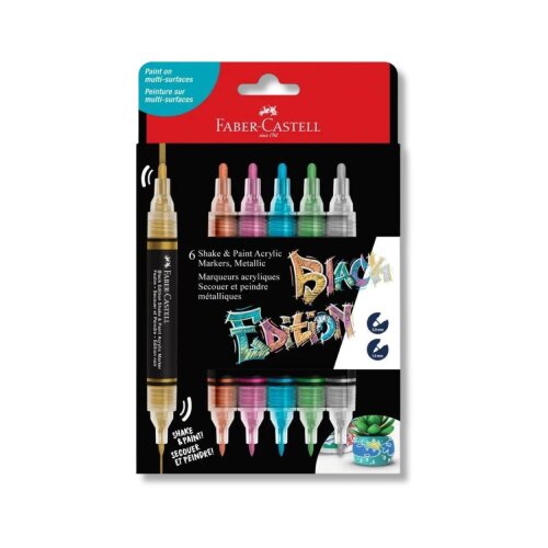 Faber-Castell Flomaster Shake and Paint, 6 komada, Metallic Slike