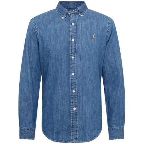 Polo Ralph Lauren Srajca moder denim / svetlo rjava / bela Slike