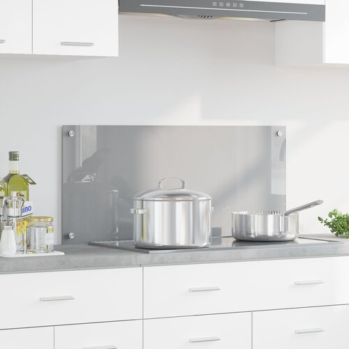 VidaXL Kuhinska obloga Svetlo siva Kaljeno steklo 90 x 40 x 0.6 cm Slike