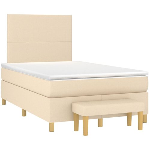 vidaXL Box spring postelja z vzmetnico krem 120x190 cm blago, (21111694) Cene