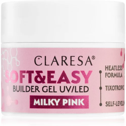 Claresa Soft&Easy Builder Gel osnovni gel za nohte odtenek Milky Pink 12 g