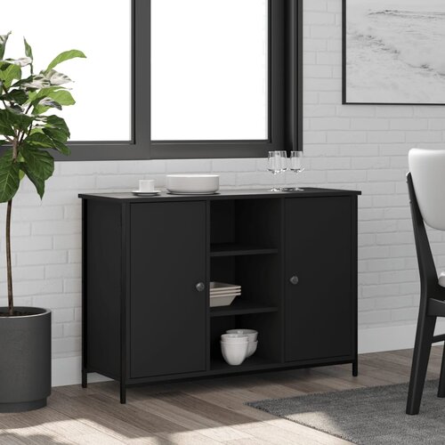vidaXL Komoda črna 100x35x70 cm inženirski les Cene