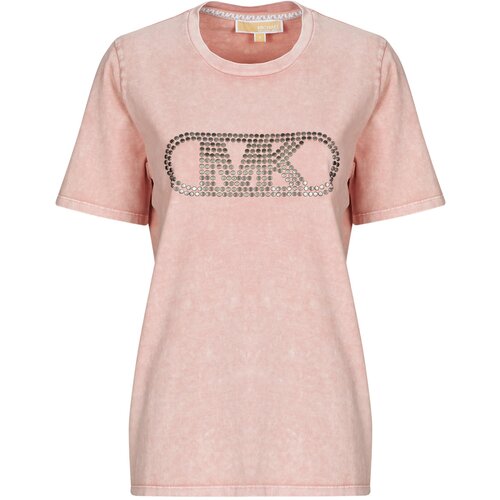 Michael Kors Majice s kratkimi rokavi CROP GWSH EMPIRE STUD TEE Rožnata Slike