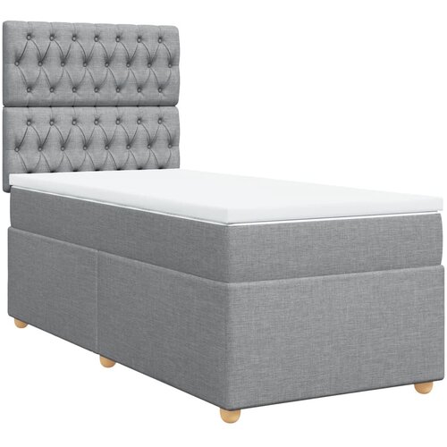 vidaXL Box spring postelja z vzmetnico svetlo siva 80x200 cm blago, (21261104) Cene