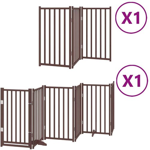 vidaXL Ograda za pse z vrati zložljiva 9 panelov rjava 450 cm les Cene
