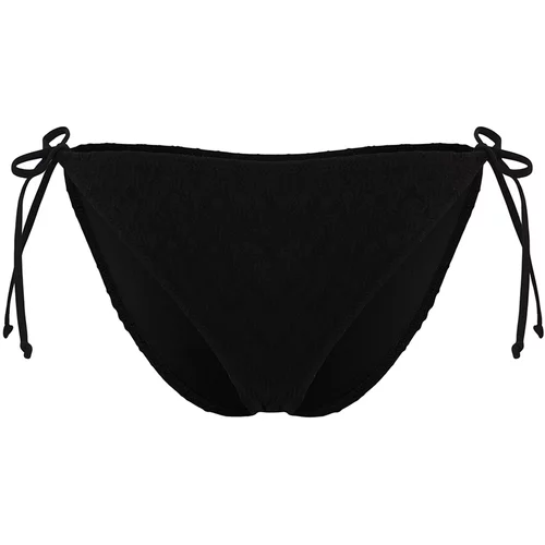 Trendyol Black Tie-Up Textured Bikini Bottom