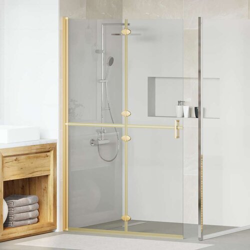 vidaXL Zid za walk-in tuš Ostalo Zlatna i prozirna 120 x 190 cm Cijene