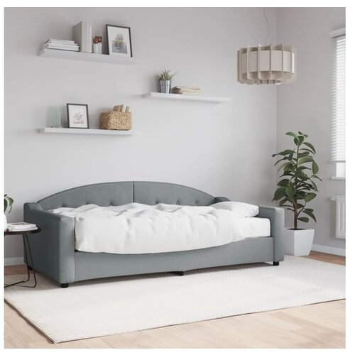 VidaXL Dnevni krevet s madracem svjetlosivi 90 x 190 cm od tkanine Slike
