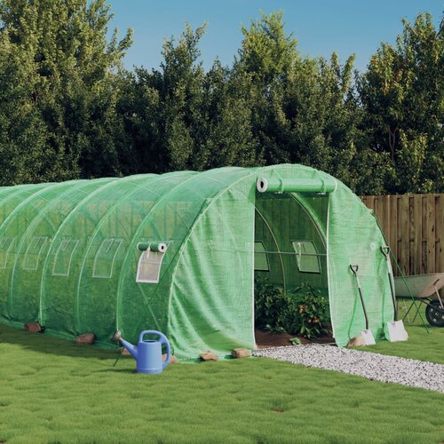 vidaXL Rastlinjak z jeklenim ogrodjem zelen 48 m² 16x3x2 m Cene