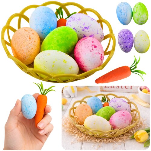  Easter Decorations In Basket Eggs Carrot Colorful 7pcs Slike