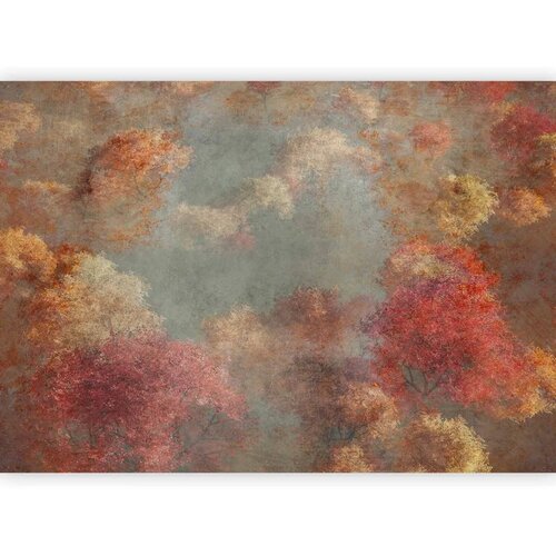  Foto tapeta - Nature in autumn - landscape of autumn trees in painted retro style 100x70 Slike