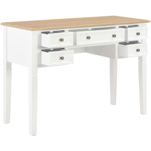 Maison Chic Pisalna miza - pisarni&amp;scaron;ka miza - Računalni&amp;scaron;ka miza iz lesa 109,5x45x77,5 cm bela, (21785499) Slike