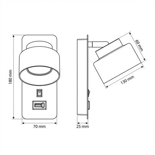  Brilagi - LED Zidna lampa sa USB portom AURA LUX 1xGX53/30W/230V crna/dimljena Slike