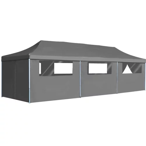  zložljiv pop-up šotor za zabave 8 stranic 3x9 m antraciten
