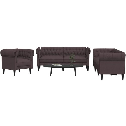  3-dijelni set sofa tamnosmeđi od tkanine Cijene