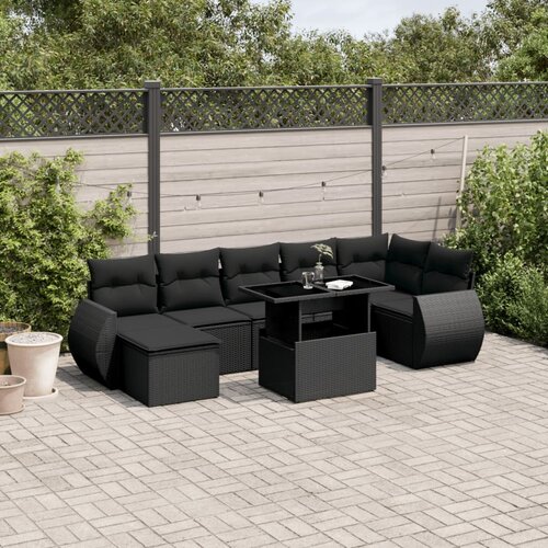 vidaXL 8-dijelni set vrtnih sofa od poliratana s jastucima crni Cijene