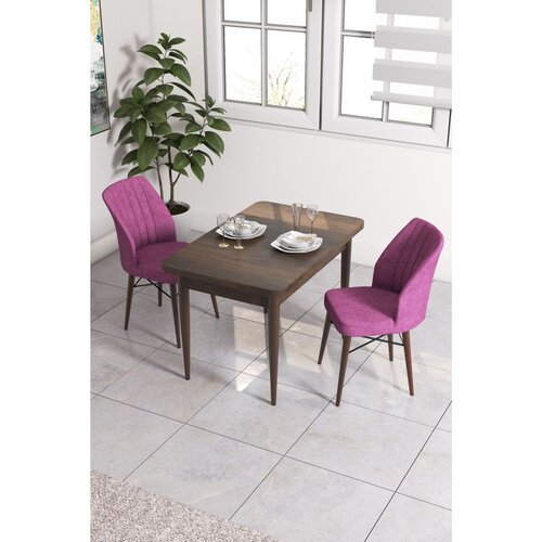 Hanah home trpezarijski set Arp, sto i 2 stolice, ploča u dekoru drveta Baroque, ljubičasta tkanina Babyface Cene