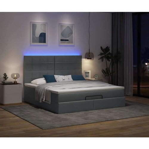 vidaXL Otomanski posteljni okvir z vzmetnico siv 160x200 cm blago Cene