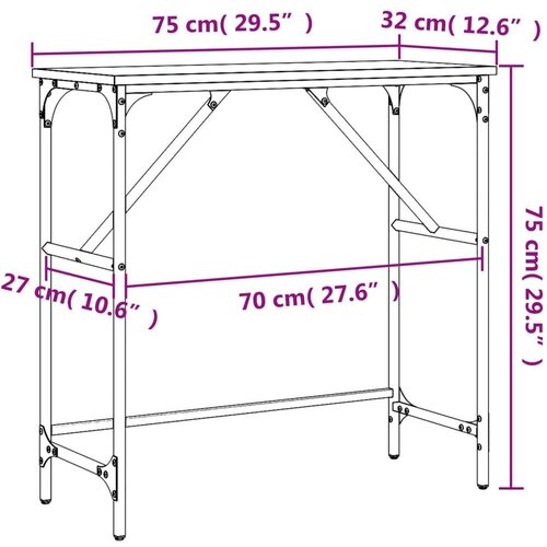 VidaXL Konzolni stol siva boja hrasta 75x32x75 cm konstruirano drvo Slike