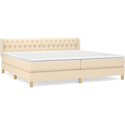  Krevet s oprugama i madracem krem 200 x 200 cm od tkanine Slike