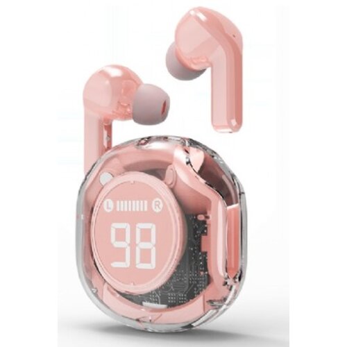 Gembird TWST-01-PK bluetooth V5.4 slušalice, TWS, LCD, Transparent, pink Cene