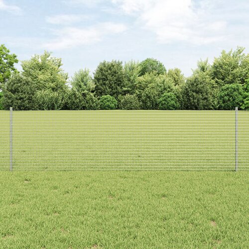 VidaXL zavarena žičana ograda s 10 U stupova srebrna 0.6x25 m čelik Slike