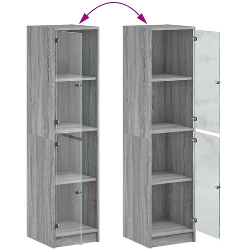  Visoka komoda sa staklenim vratima boja hrasta 35 x 37 x 142 cm Slike