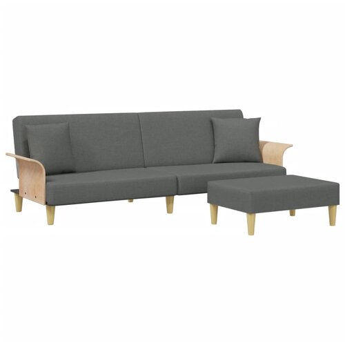 Maison Chic kavč - Sofa - Kanape dvosed z blazinami in stolčkom za noge temno siv žamet, (21727832) Cene