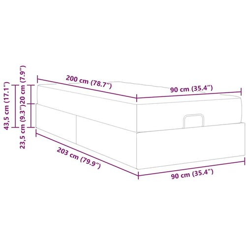 VidaXL krevetna konstrukcija s pohranom tamno siva 90 x 200 cm bar&amp;scaron;un Slike