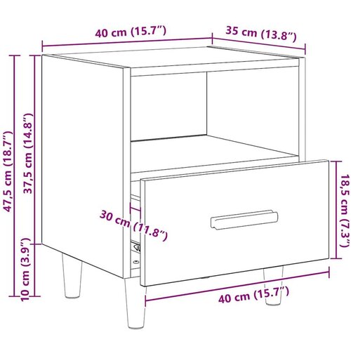 VidaXL Noćni ormar s ladicama 2 pcs hrast artisan 40 x 35 x 47.5 cm Slike