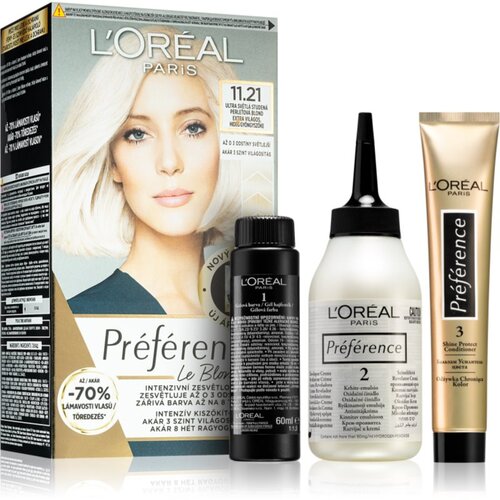 L&amp;acute;Or&amp;eacute;al Paris Pr&amp;eacute;f&amp;eacute;rence Le Blonding barva za lase za posvetlitev las odtenek 11.21 Ultra-Light Cool Pearl Blonde 1 kos Slike