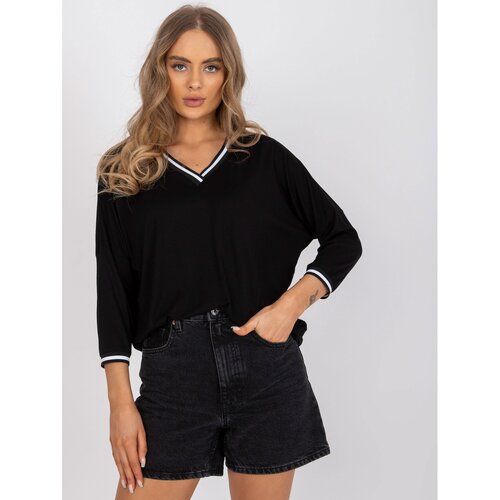Fashion Hunters Black loose casual blouse with 3/4 sleeves Slike