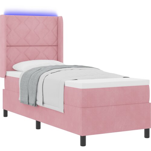 VidaXL Box Spring Postelja z Blazino in LED Roza 80x200 cm Žamet, (22049790) Slike
