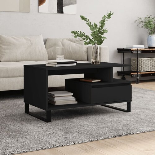 The Living Store Klubska mizica črna 90x49x45 inženirski les - Klubska Mizica, (21573236) Cene