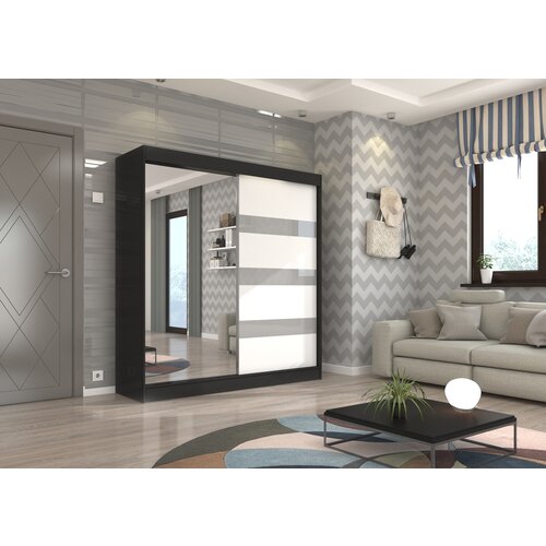 ADRK GARDEROBNA OMARA TOURA 200 CM (VE BARV)-rna/bela/siva Slike