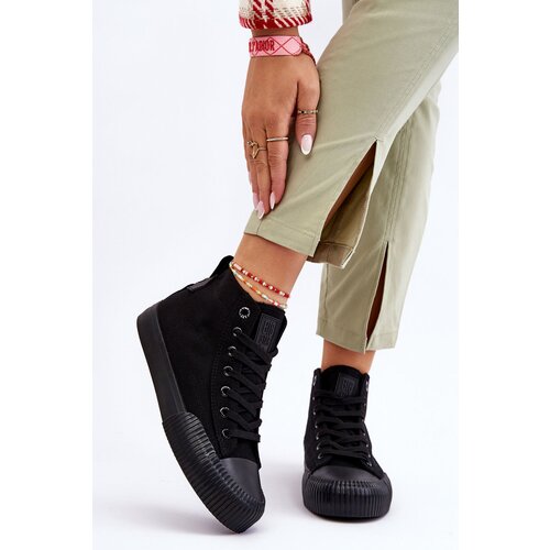 Big Star Fabric Womens High Sneakers LL274444 Black Cene