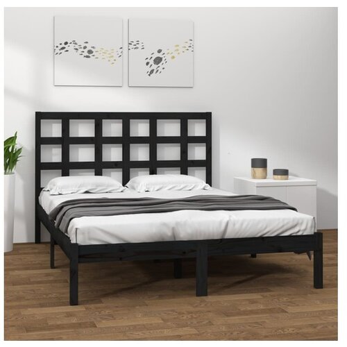  Posteljni okvir črn iz trdnega lesa 200x200 cm Cene