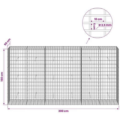 Gabion s žicom debljine 3,5 mm i mrežom 5x10 cm 300x50x150 cm Slike