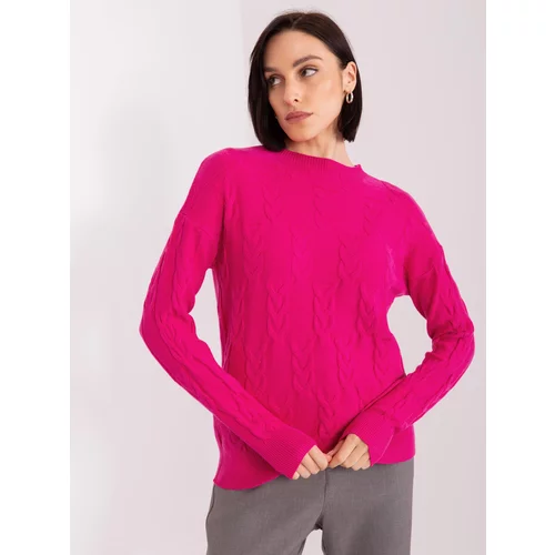 Fashion Hunters Fuchsia knitted sweater with cables