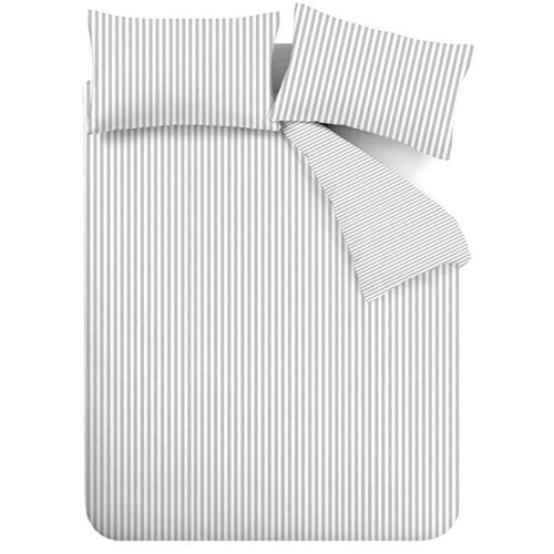 Catherine Lansfield Siva flanelska posteljina za bračni krevet 200x200 cm Stripe &ndash; Cijene