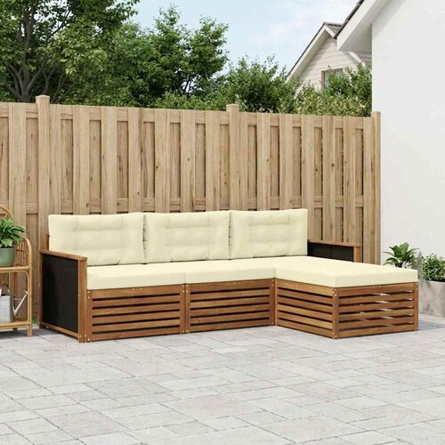  Set vanjskih sofa s jastukom 4 pcs Prirodna i krem Poliester Cene