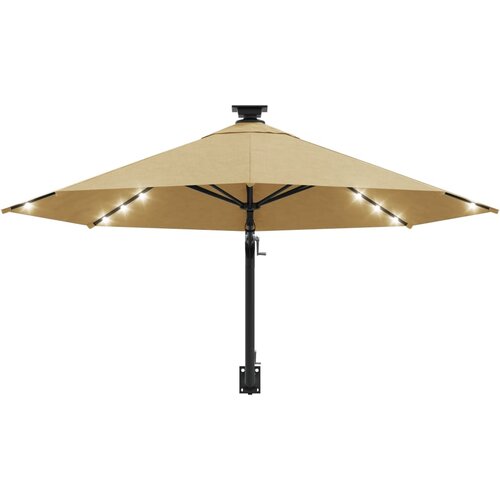  Zidni vrtni suncobran s LED svjetlima 300 cm smeđesivi Slike