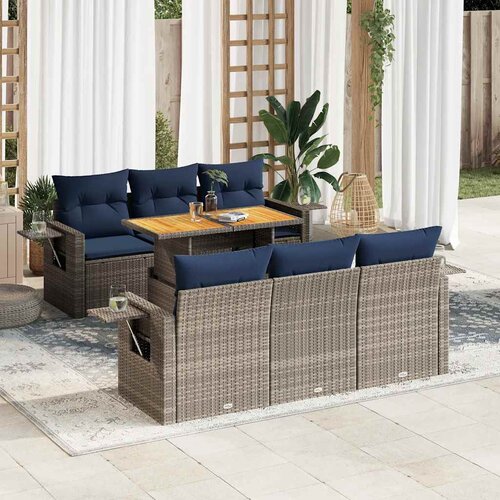vidaXL 7-dijelni set vrtnih sofa sivi od poliratana Cijene