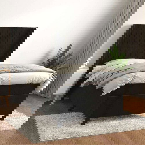 Box spring postelja z vzmetnico črna 100x200 cm žamet, (20791176) Slike