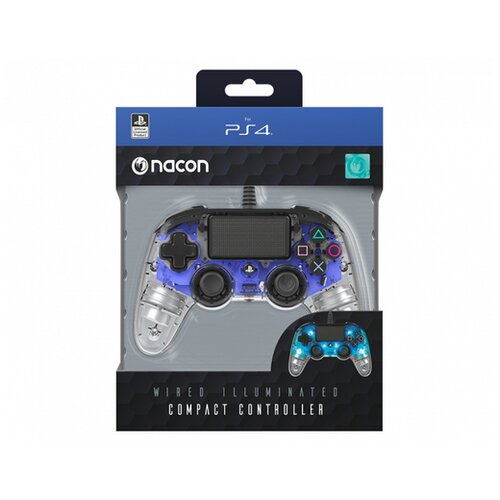 Nacon PS4 TRANSPARENTEN ŽIČNI IGRALNI PLOŠČEK, MODER Cene